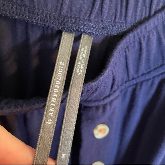 Anthropologie Navy Blue Wide Leg Pants Size Medium lounge sleepwear preppy - Picture 4 of 7